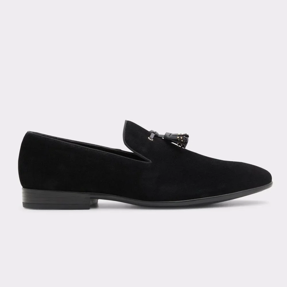 NWOB Aldo Croham Black Suede Tassel Loafer
